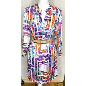 Orchid-Print Squared Shirtdress by Marciano
